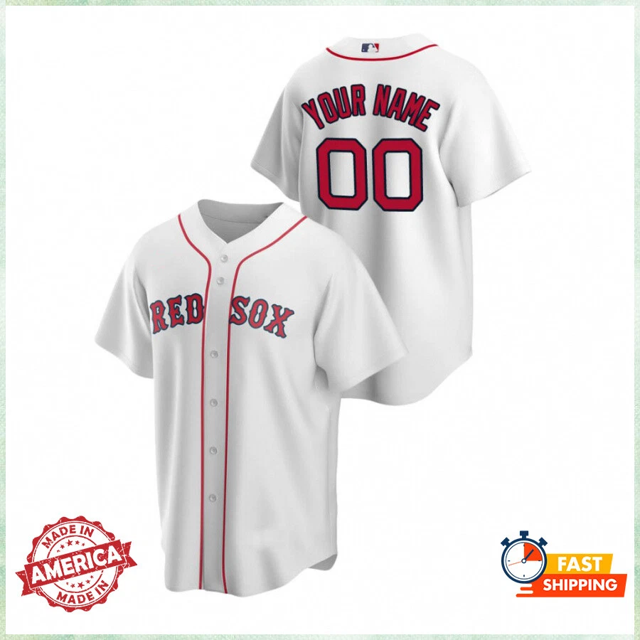 Custom Number Name Boston Red Sox White Color Baseball Shirt Jsy