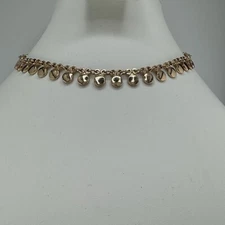 Charming Charlie Necklace Gold Tone Disc Circles 14” Choker 2 1/2” Extender