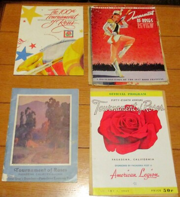 Rose Parade Program Book 1929 Tournament of Roses Parade Program + 1947 Programs (2 Dif.) & 1989 ...
