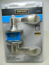 Defiant Naples Collection bed and bath door handle, satin nickel, # 534 868 New