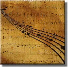 Music Notes Old Photo Picture on Stretched Canvas, Wall Art Décor, Ready to Hang