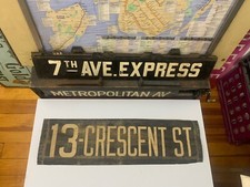 NY NYC BUS TROLLEY ROLL SIGN BROOKLYN CRESCENT STREET PRIMITIVE NEW YORK TRANSIT