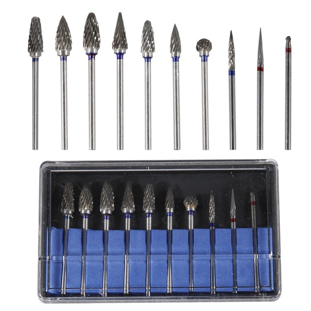 Dental Lab Tungsten Carbide Steel Polishing Burs Drills 2.35mm/10 Types