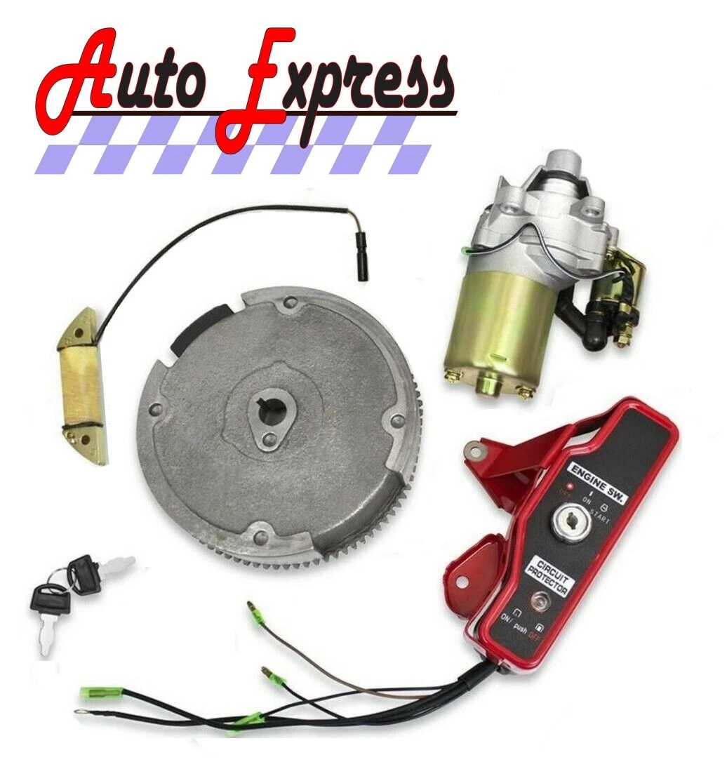 Electric Start Kit Starter Motor Solenoid On Off Switch Fits Honda GX200 6.5HP