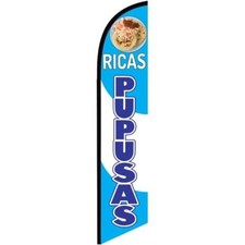 Ricas Pupusas Blue Swooper Flutter Feather Flag  3ft W x 11.5ft Tall