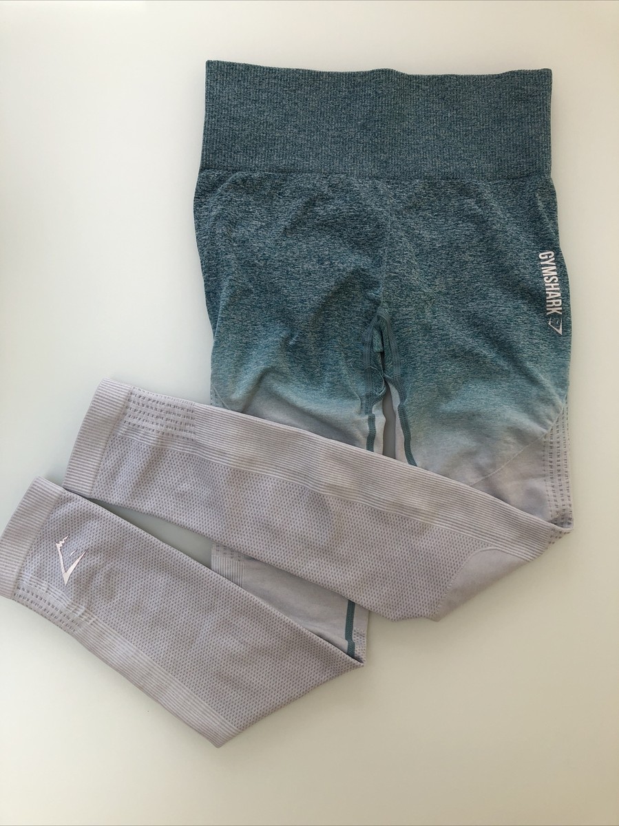 Gymshark High Waisted Ombre Leggings Deep Teal/Ice Blue Size XS