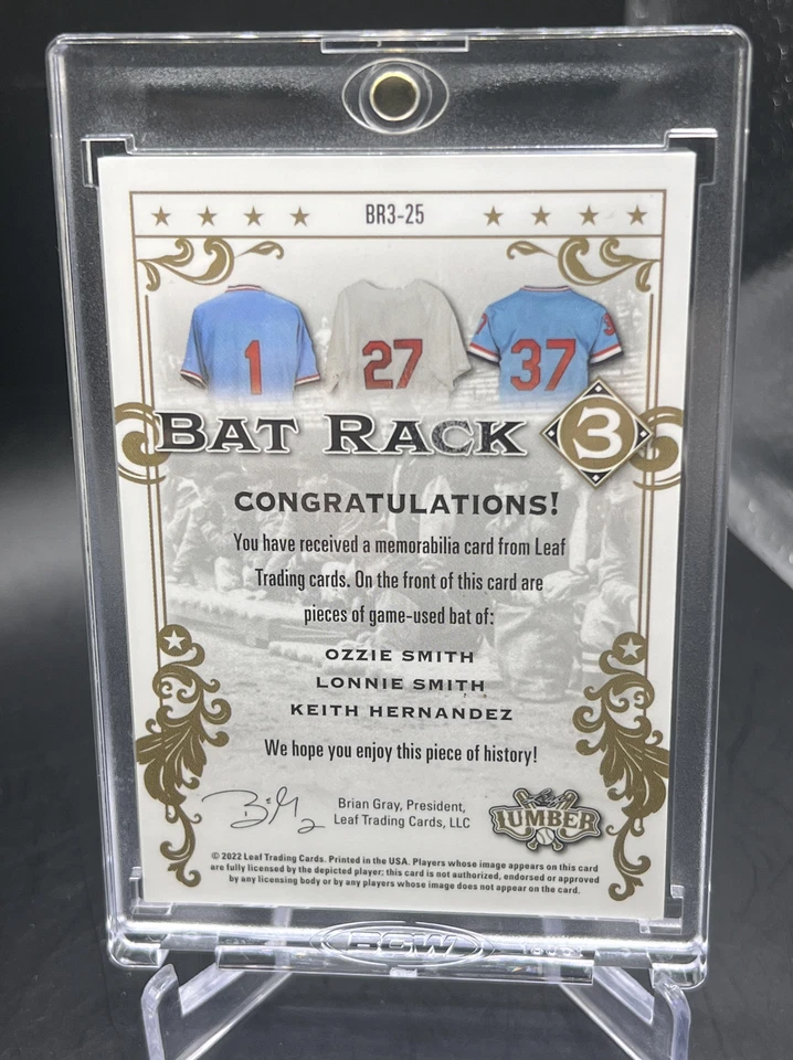 2022 KEITH HERNANDEZ/OZZIE SMITH/L.SMITH  LEAF GU BAT RACK 3 SSP Limited #d /30 - Image 3 of 4