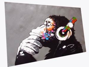 Street Art Print DJ DONKEYS BLUE canvas or satin photo paper painting licensed