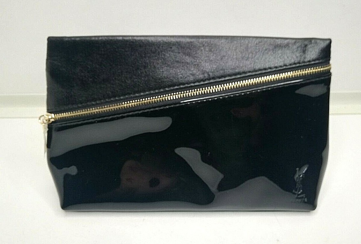 YSL YVES SAINT LAURENT GLOSSY BLACK MAKE UP COSMETIC BAG
