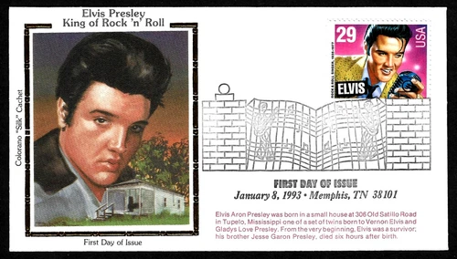 USA, SCOTT # 2721, LIMITED COLORANO SILK FDC COVER OF ELVIS PRESLEY YEAR 1993