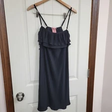 Juicy Couture Beach Royalty Y2K SMALL Black Stretch Spaghetti Strap Dress