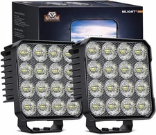 Nilight 4.4Inch Led Pods 2PCS 48W 4780LM Work Lights Built-in EMC 90° Flood Beam
