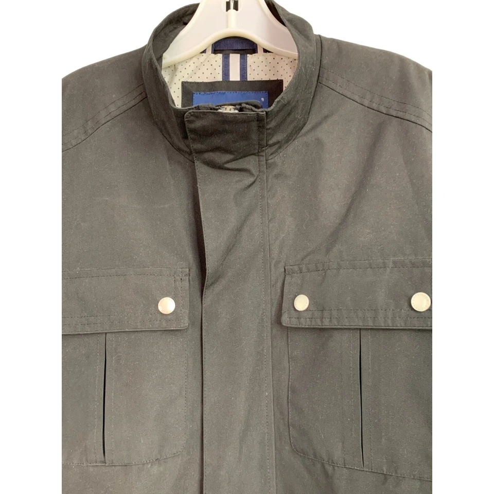 Большая куртка дальнобойщика Cole Haan на молнии черная б/у в отличном состоянии 6488 холщовая пружинная $250 дождевая - Изображение 3 из 4