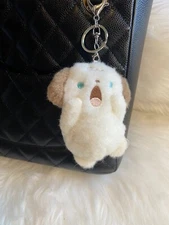 Dog Bag Charm Keychain Purse charm Plush Pom Pom New