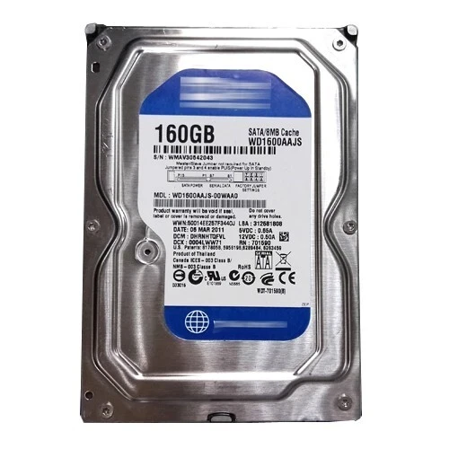 Western Digital 160 GB 7200 RPM SATA 3.5" Desktop HDD Hard Disk Drive WD1600AAJS