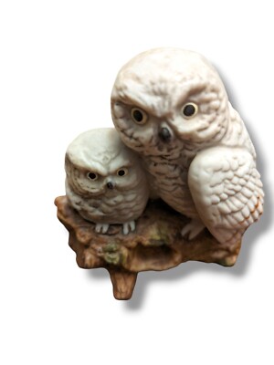 Vintage NAPCO White Snow Owl Sitting On Branch 1950s Japan Hard To Find 