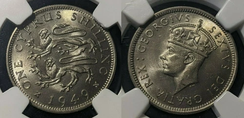 Cyprus 1949 Shilling 1s KM# 31 NGC MS64 GEM UNC #1553