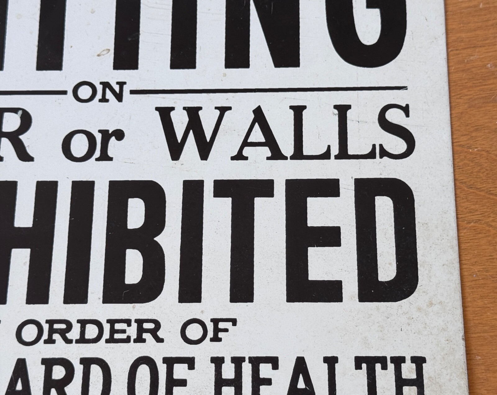 Spitting Prohibited State Board Health Metal Advertising Bar Store Sign Vtg Old