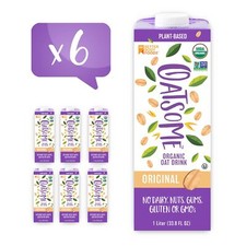 Oatsome Organic Oat Milk 1-Liter Cartons 6 Count Regular 202.86 Fl Oz