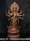 Old Chinese Bronze 8 Arms Guanyin Kwan-Yin Goddess Bodhisattva Buddha Statue