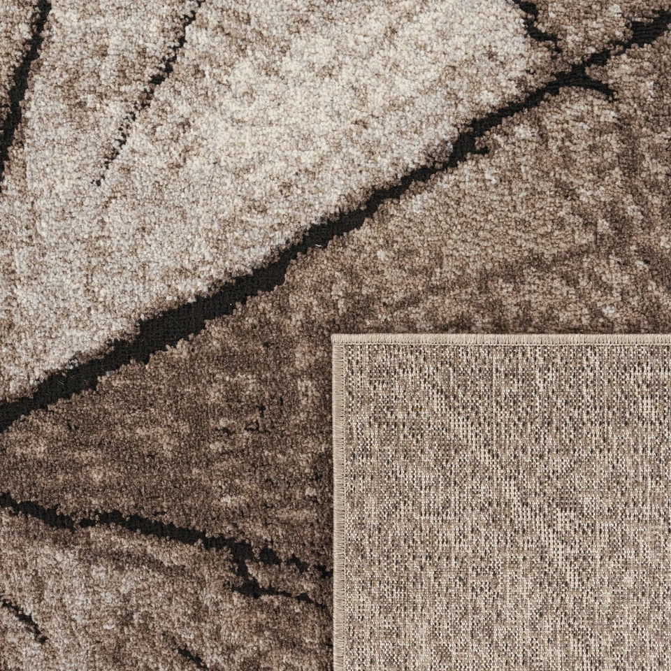 Edler Designer Teppich Wohnzimmer Holzstamm Baum Optik Natur Grau Braun Beige - Bild 4 von 4