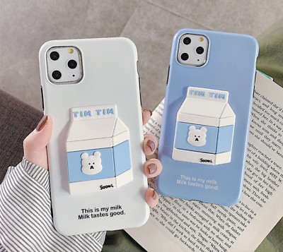 Cute Fashion Cartoon Bear 3D Milk Design Soft Phone Case for iPhone 11/11P/11PM