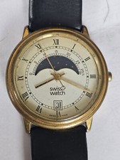 Rare Unknown Swiss Moon Phase Watch Quartz 