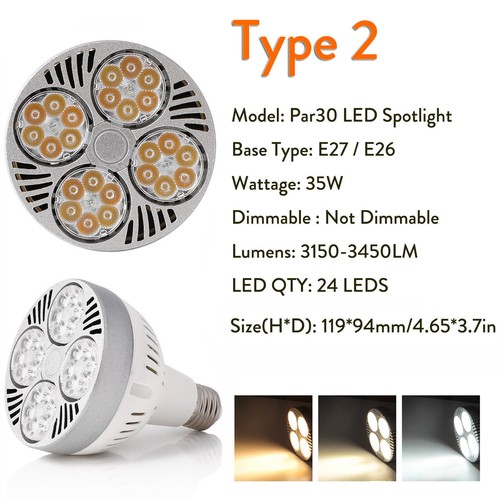 27 Grados PAR30 E27 LED Foco 35W 45W Bombilla Blanco Brillante Lámparas 240V RE - Imagen 14 de 18