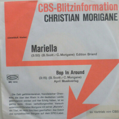 7'' 1973 GERMAN CBS BLITZ PROMO IN MINT- ! CHRISTIAN MORIGANE : Mariella