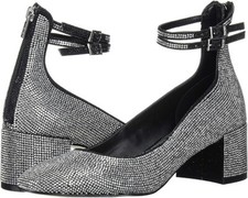 NEW  160 size 6.5 6 1/2 Badgley Mischka womens silver studded Reeves Pump