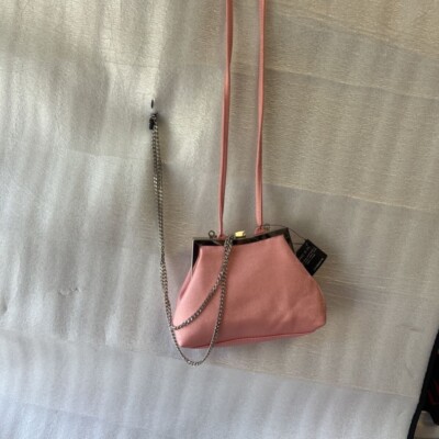 Liz Claiborne Womens Crossbody Bag Pink Push Lock Chain Strap