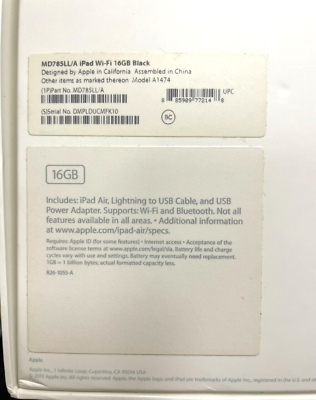 Apple iPad Air - MD785LL/B - 16GB Wi-Fi 9.7 in Space Gray Apple iPad Air - MD785LL/B - 16GB Wi-Fi 9.7 in Space Gray