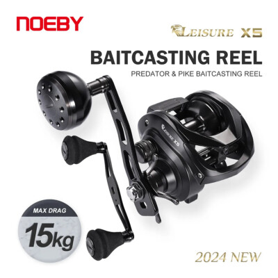 baitcasting reels which ratio for pike Noeby Baitcasting Reel 15kg Max Drag 6.4:1 Gear Ratio Aluminum Pike Fishing  Reel