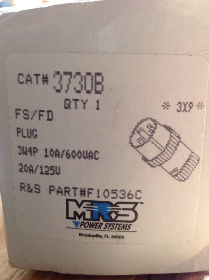 Russellstoll  3730B Brass Plug 3X9 - 10A/600VAC 20A/125V - Image 4 of 4