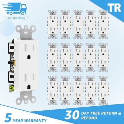 16PK 15A TR Receptacle - 5-15R Self-Grounding Easy Install Residential UL White