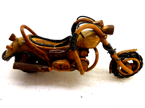 Vintage 12 " Bois Moto Figurine Fait à la Main Bois Art Chopper Modèle Harley - Photo 1 sur 4