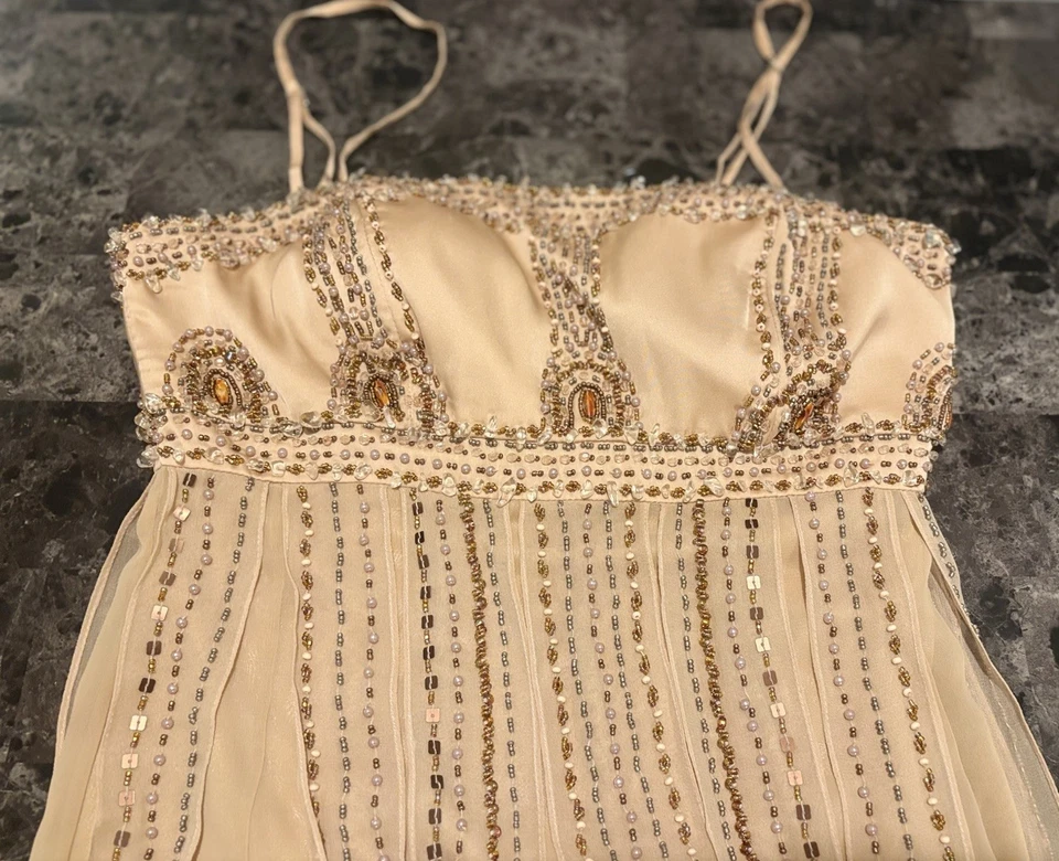 $488 Nuevo Con Etiquetas Sue Wong Nocturne Vestido Estilo Aleta Art Deco Cuentas Seda 4 Rubor Rosa Foto 4 de 4