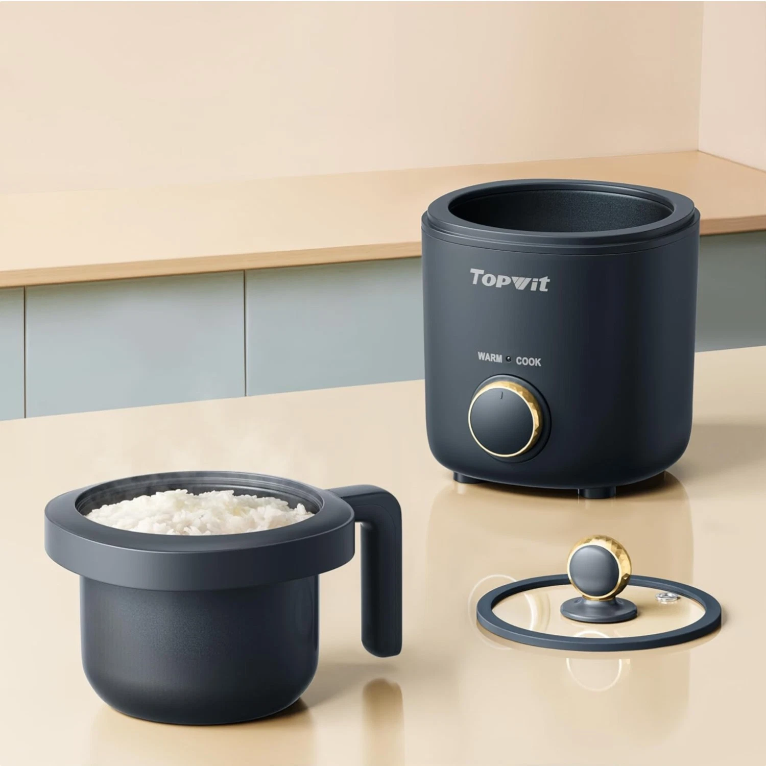 Versatile Mini Rice Cooker - 2-Cup Capacity, Non-Stick & Keep Warm Features