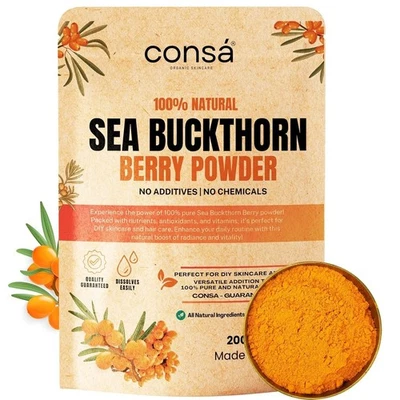 CONSA Organic Sea Buckthorn Berry Powder (200 Gram) For Vitamins & Minerals