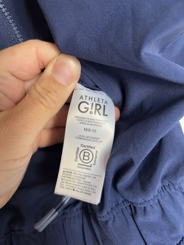 EUC Athleta Girl Zip Up Hooded Romper, Size Medium 8/10 Blue - Picture 5 of 6