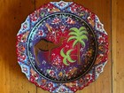 Traditional Turkish Iznik Style Ceramic Plate Hand Painted Raised 3D Designs — photo 1