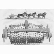 Braby's Machine for Breaking Up Roads or Tilling Land - Antique Print 1861
