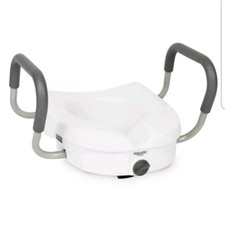 Equate Adjustable Locking Raised Toilet Seat with Handels White Heavy Duty  A2