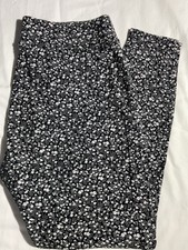 Lands End Black Floral Leggings Size Medium