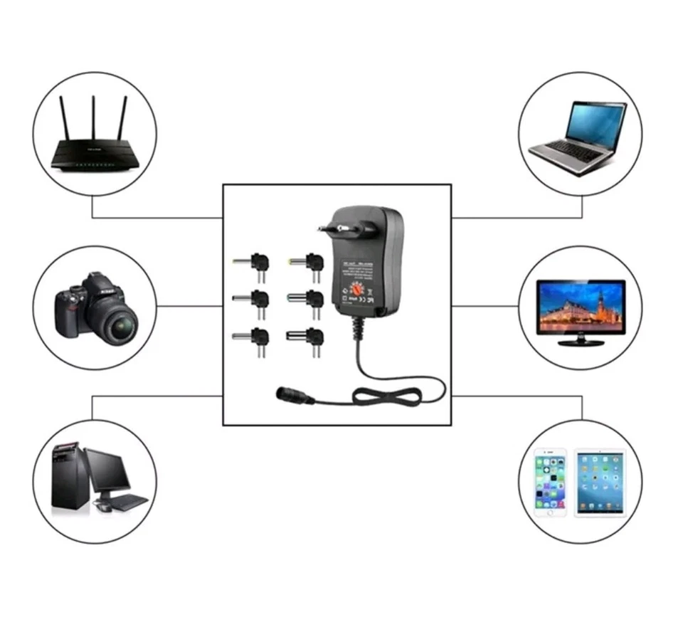 30W Universal Netzteil 3000mA 3V/4.5V//6V/7.5V/9V/12V Ladegerät Adapter Stecker - Bild 2 von 4