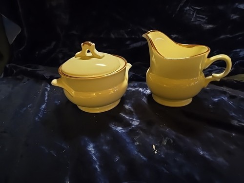Sugar & Creamer Casual Elegance Hearthside Gres Borde Marrón Blanco
