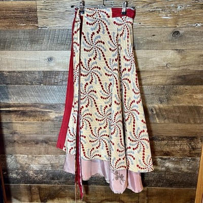 Darn Good Yarn Skirt Sari Silk Wrap Ankle Size 4-12 Reversible Boho Packable 