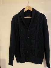 Cardigan uomo Zara misto lana grande blu navy
