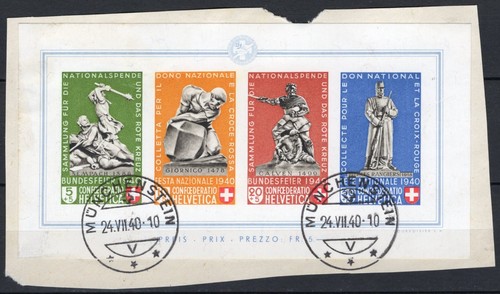 Switzerland - 1940 - Pro Patria Sheet (Monuments) on Fragment - Used