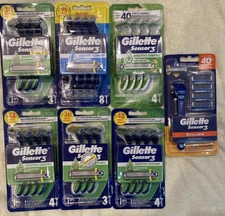 Gillette NIP LOT Sensor3 Comfort & Sensitive & Refillable (30 Total Razors)